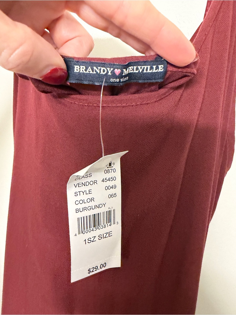 Brandy Melville Burgundy Midi Slip Dress with Tie Back - Picture 3 of 3